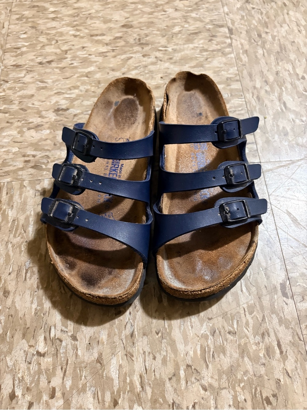 Birkenstock Triple Strap Sandals in Navy Blue Size 36